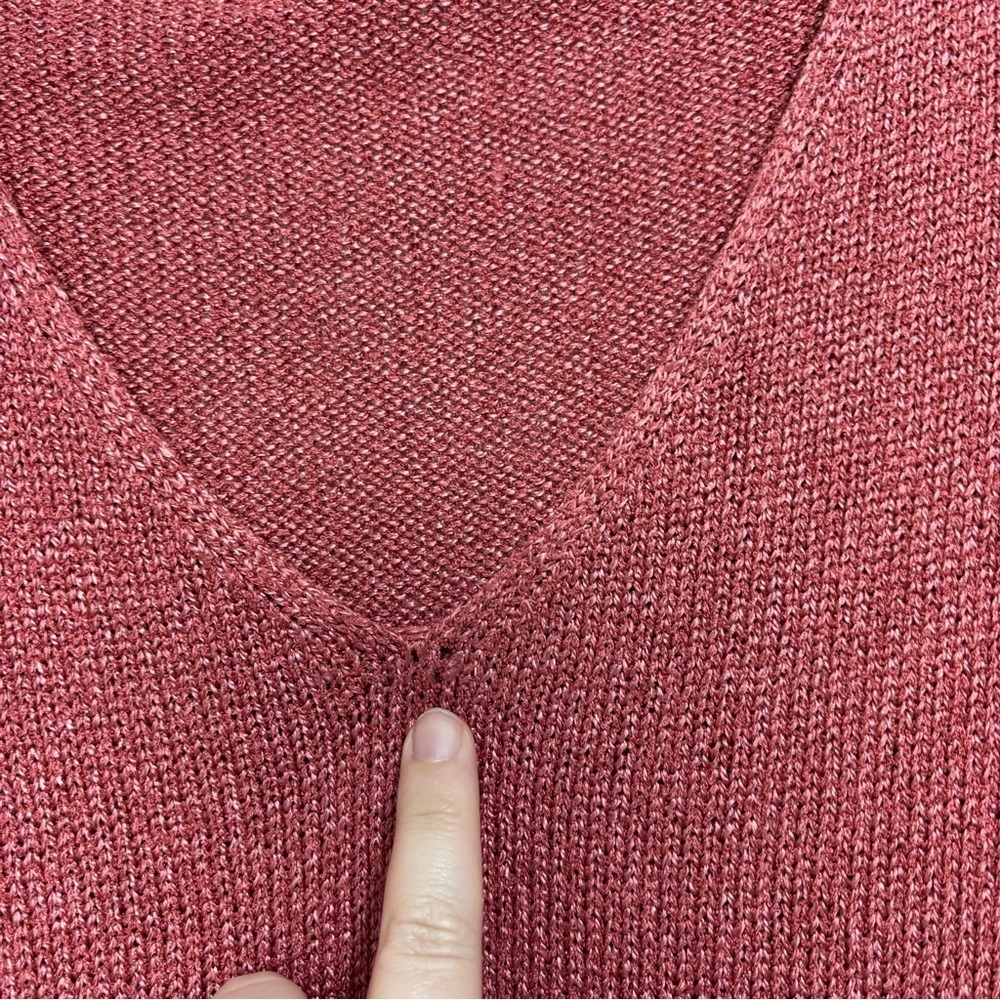 Eileen Fisher V Neck Women's Large Sweater Salmon Coral Silk Rayon - Picture 2 of 12